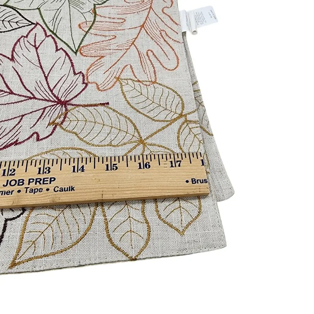 Fall Thanksgiving (4) Placemats 18x12 Embroidered Red Green Brown Leaves Holiday